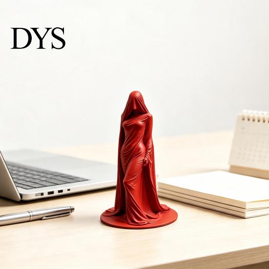 Stylish Desktop Display Statue Veiled Lady Ghost Statue, 3D Printed Shrouded Woman Sculpture, Gothic Hooded Mysterious Masked Figure Reaper Figurine,