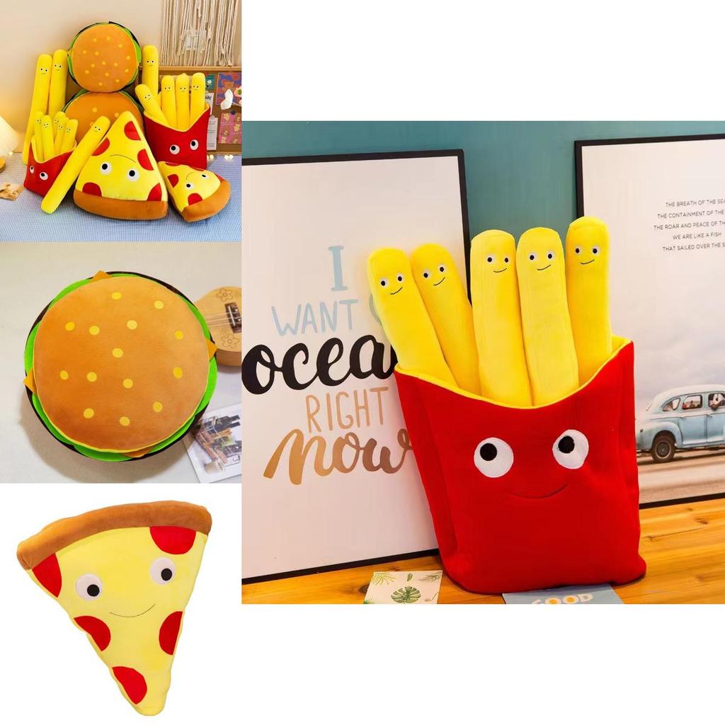 Soft Plush Burger Pillow Pizza Plush Toy Fries Stuffed Doll Perfect Birthday Gift For Kids