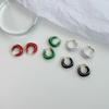 Silver Fashion Green Drop Glaze Irregular Earrings For Woman Halloween Party Jewelry Accessories Gift