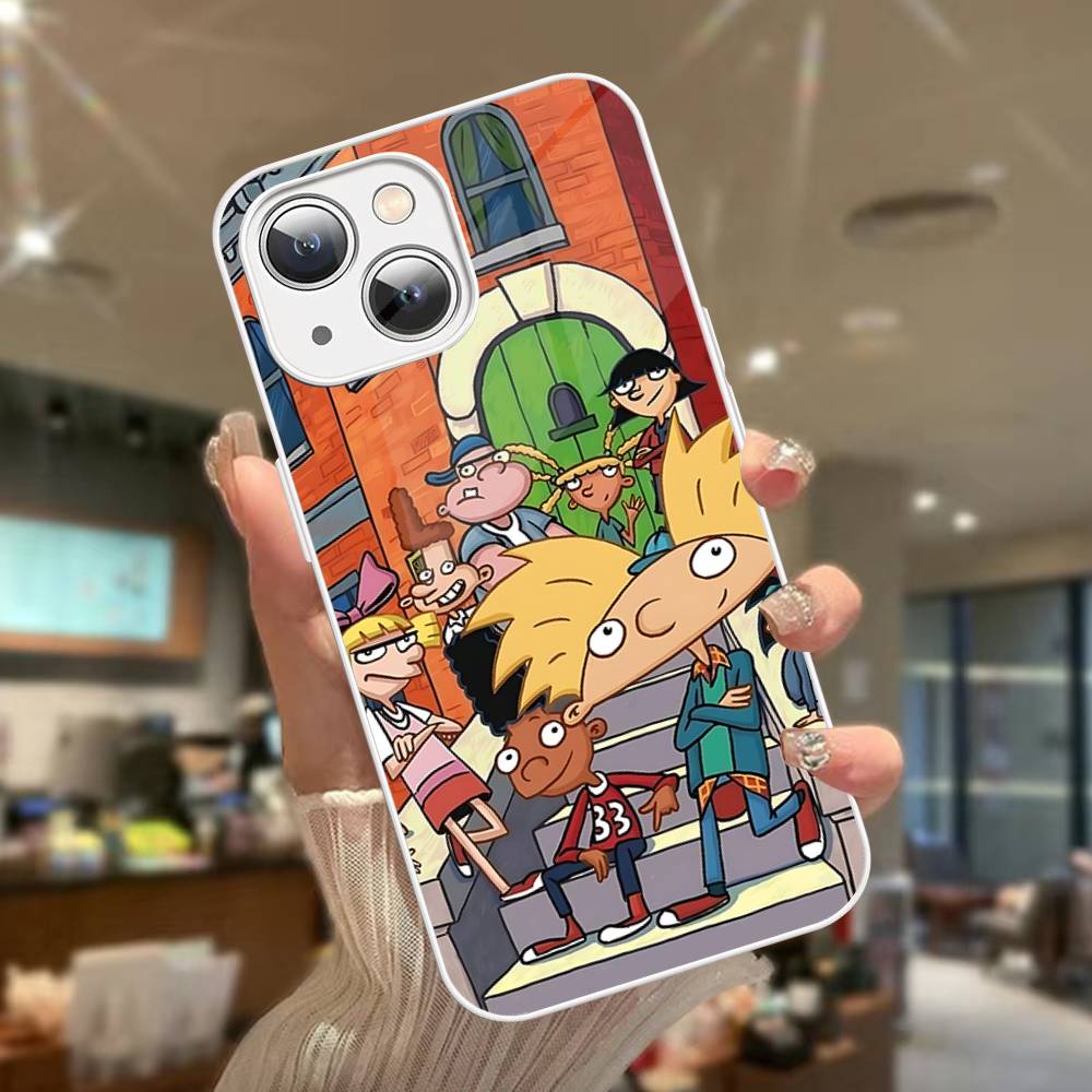 Hey A_Arnolds Cartoon For IPhone 14 13 12 Mini 11 Pro XS Max X XR 14 Plus Tempered Glass Cover
