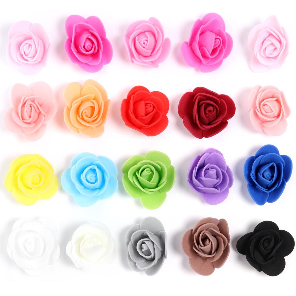50pcs PE Foam Rose Head 3.5-4.5cm Artificial Flower For DIY Wedding Birthday Party Rose Bear Valentine's Day Gifts Garland Decor
