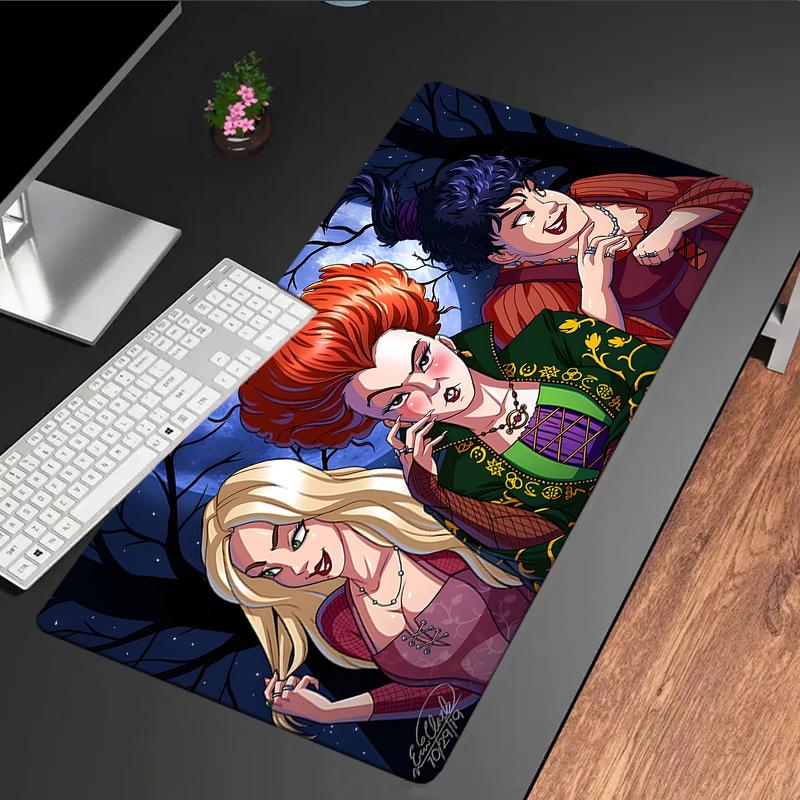 Witch Sisters In The Moonlight Mouse Pad, Rubber Base, Mouse Pad for Gamers and Office Use, Gaming Desk , Easy To Clean Mat Christmas fan gifts