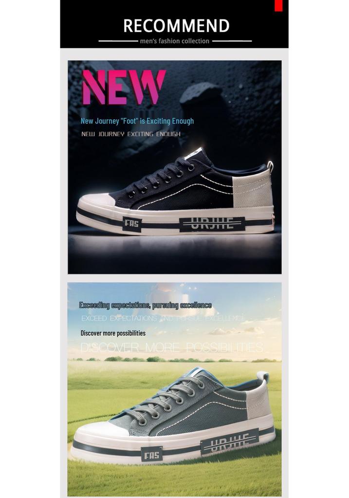 Spring 2026 Men's Korean Style Canvas Shoes - Fashionable, Comfortable, Breathable, Versatile, and Lace-up Skate Shoes