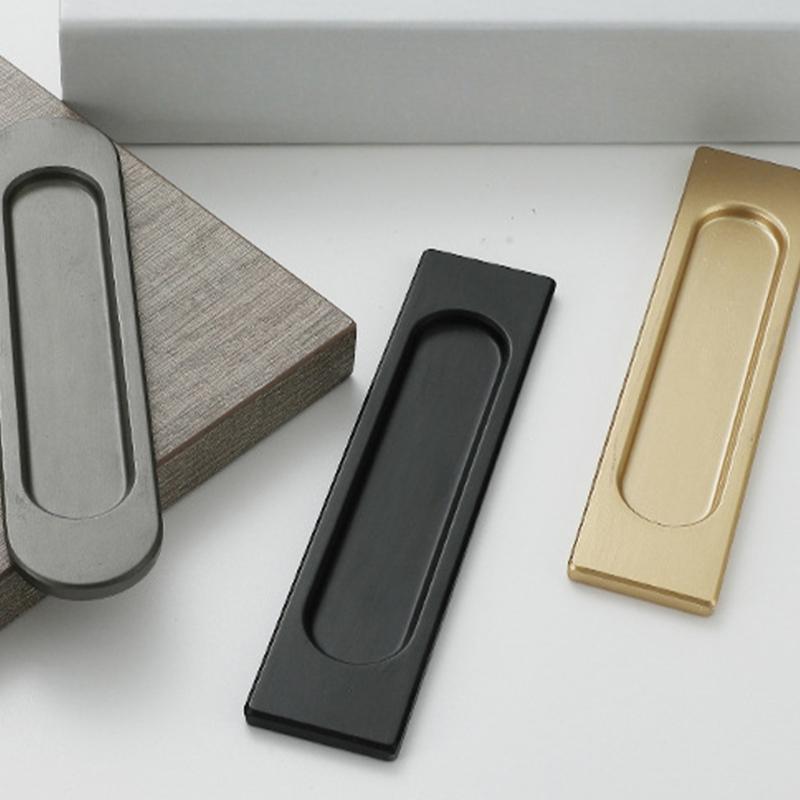 4pcs Auto Adhesive Sliding Door Handle Modern Aluminum Alloy Sliding Door Pulls for Cabinets Furniture
