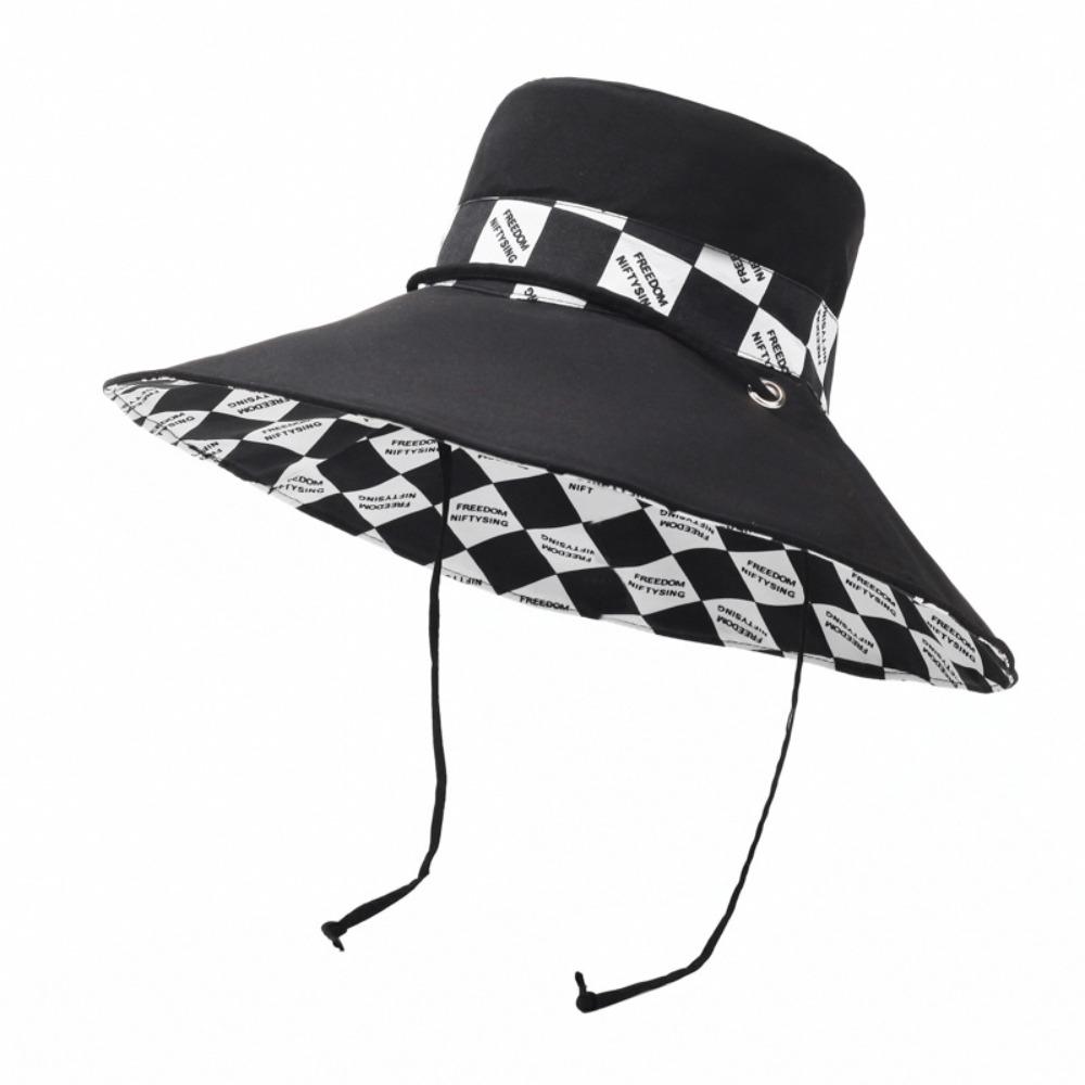 

Двусторонняя панама с защитой от УФ-лучей, корейский стиль, летняя кепка с защитой от УФ-лучей, женская шляпа от солнца, для путешествий чёрный