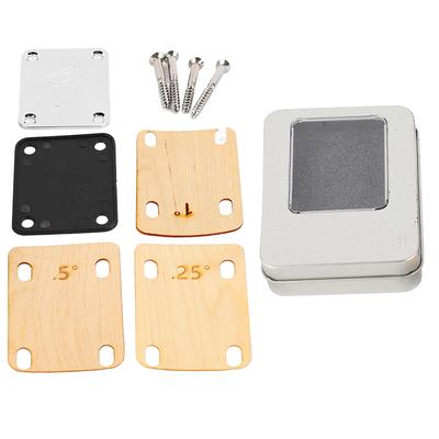Guitar Neck Shim Gasket Maple Wood Metal Electric Guitar Neck Connecting Strengthen Protective Plate Set with Screw