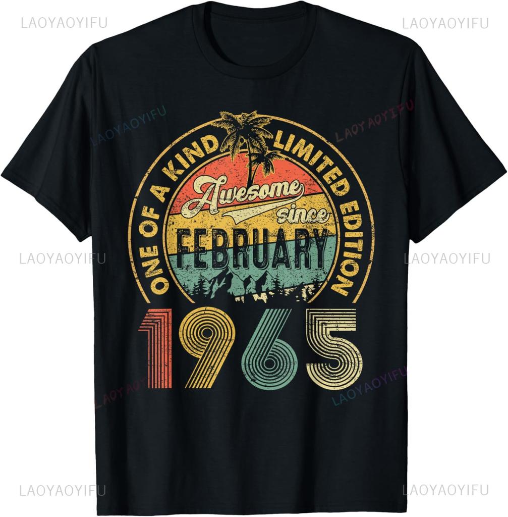 Vintage 1965 Funny 60th Birthday Gifts 60 Years Old Retro T-Shirt Casual Mens Clothing Graphic T Shirts Camisas Streetwear