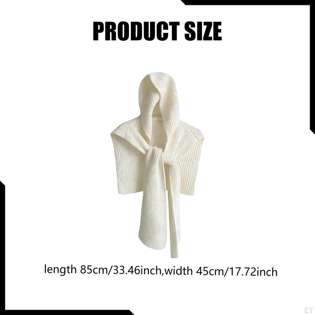 Knitted Scarf Neck Warmer with Hoodie for Women Autumn Men Female Winter