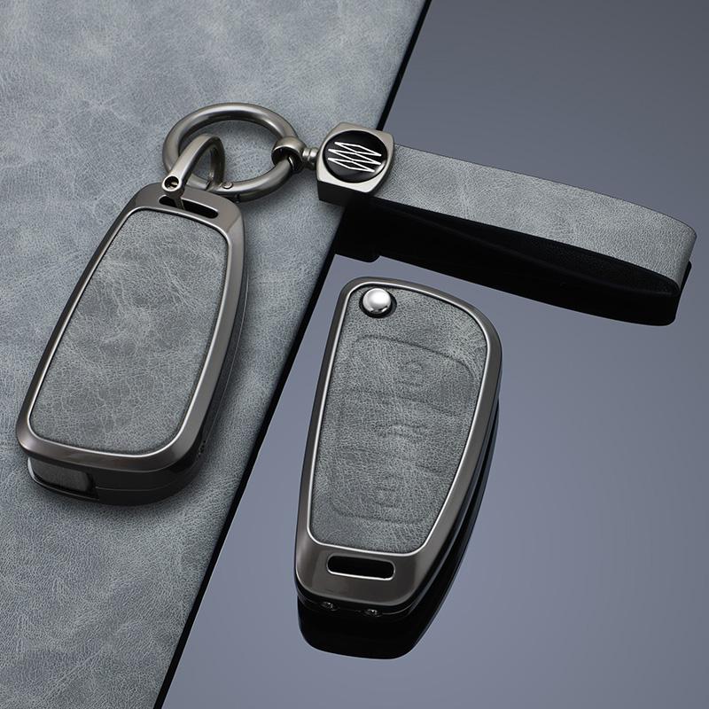 Zinc Alloy + Leather Car Key Case for A1 A3 A4 A5 A6 A7 A8 Q3 Q5 Q7 R8 C5 C6 Tt S3 S5 S6 S4 Rs5 Rs6 2003-2015 Flip Remote