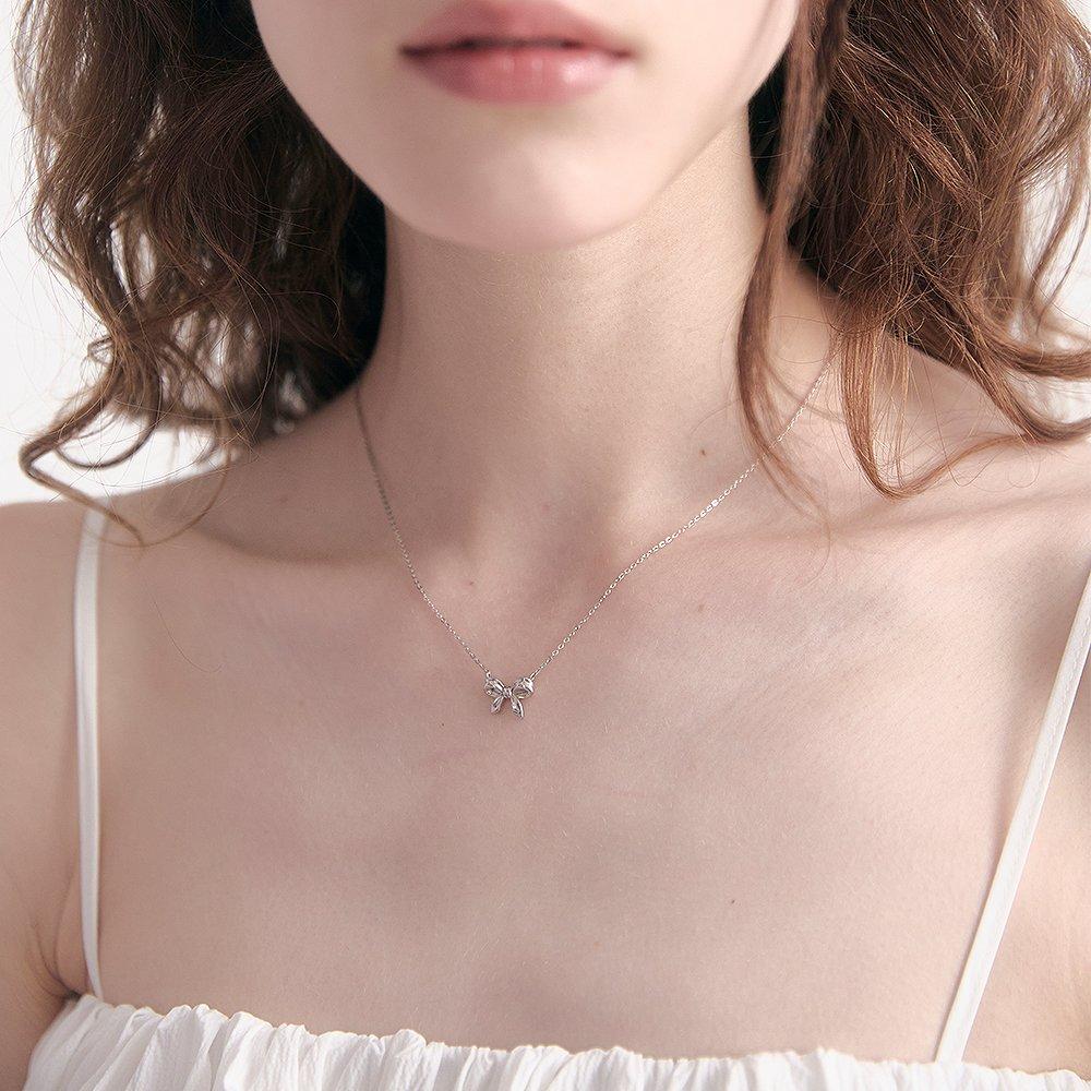 [Rosemont] Silver Ribbon Necklace Ra24C36K
