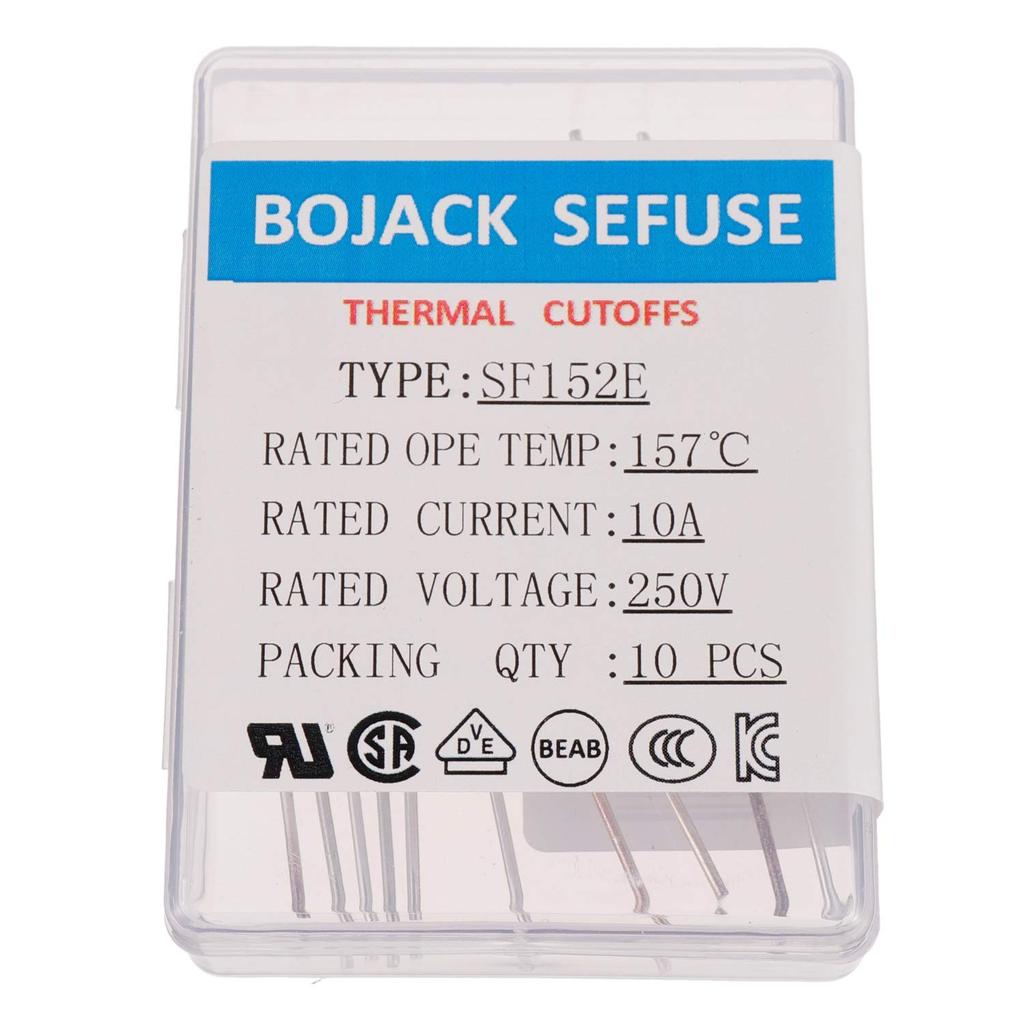 BOJACK SF152E SEFUSE 10A 250V Thermal Fuses 157 Degrees Celsius Thermal Cutoffs (Pack of 10)