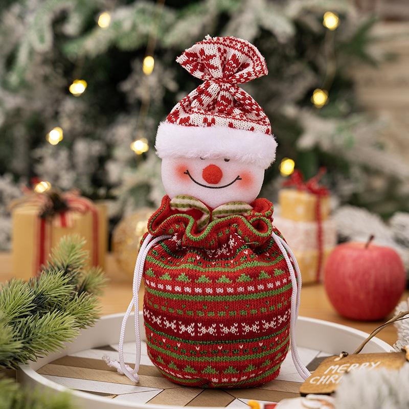 1Pc Christmas Decorations New Knitted Apple Bag Elderly Apple Bag Christmas Gift Bag Snowman Gift Bag