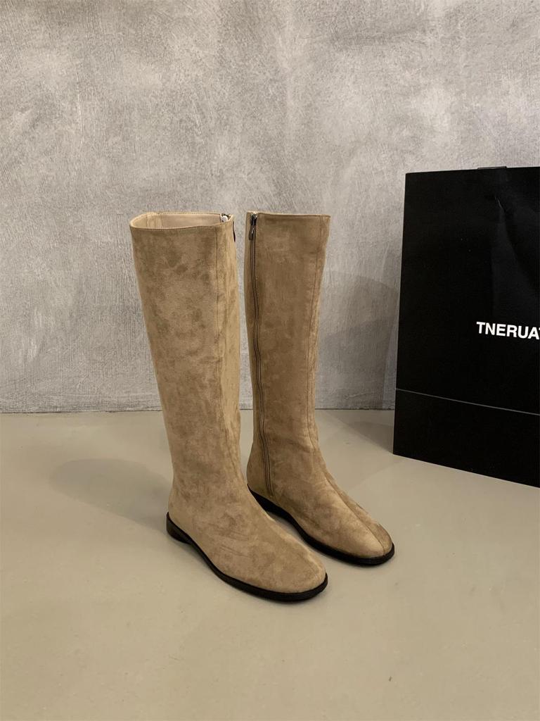 Soft Leather British Style 2025 Knight Boots Round Head Thick Low Heel Autumn and Winter Thin Boots But Knee Versatile Fashion Women's Boots