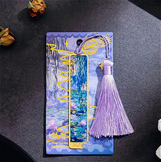 Vintage Ölmalerei Metalllesezeichen - Hohlgoldfolien-Quastenlesezeichen - Geschenk für Buchclubs und Buchliebhaber