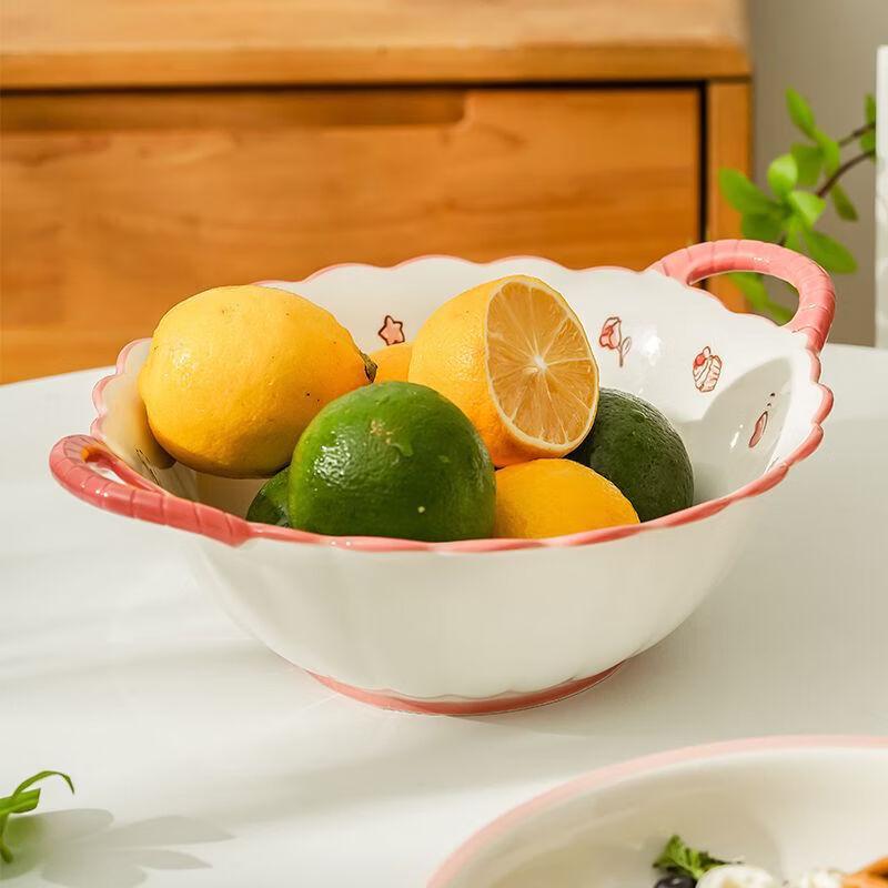 Cute Cartoon Ceramic Double Handle Bowl