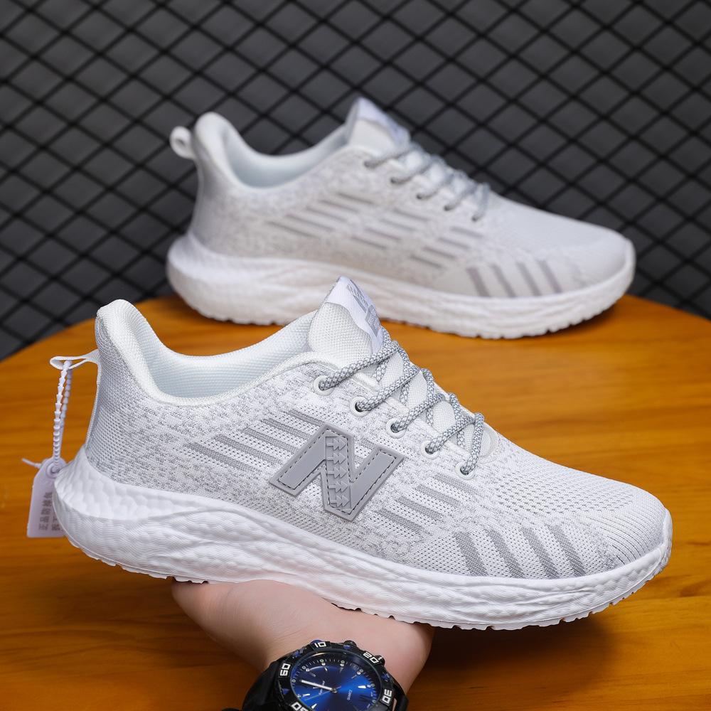 

Men s and women s same sports shoes 2025 summer new fly-woven breathable cold sticky shoes light and comfortable inner running men s shoes 44 білий