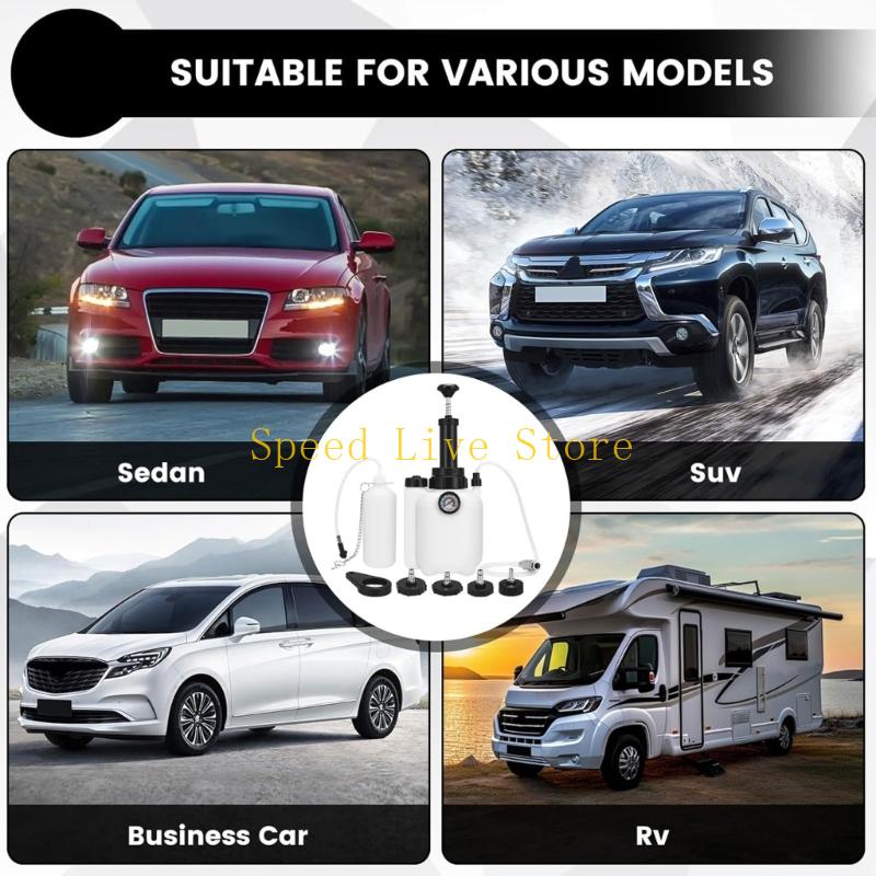 547C Car Brake Fluid 4 Interchangeable Nozzles 3L Container Manual Evacuation Fluid Changer System for repair man