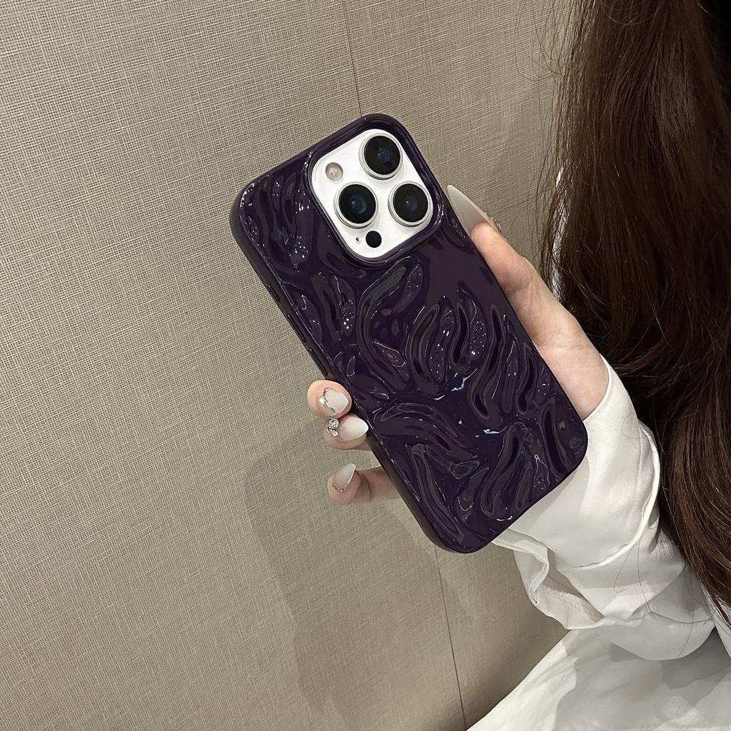Three-dimensional Meteorite Pattern Solid Color Suitable for Apple 16promax Mobile Phone Case 15 All-inclusive 14 Soft 13 Simple 1211 Tide Xs