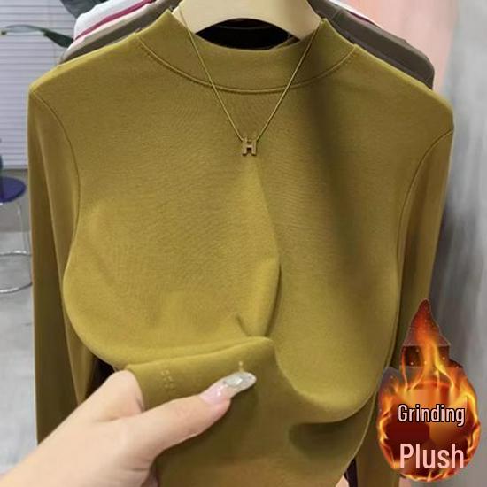 

Женская приталенная футболка с начесом и воротником-стойкой, осень/зима 2025 M