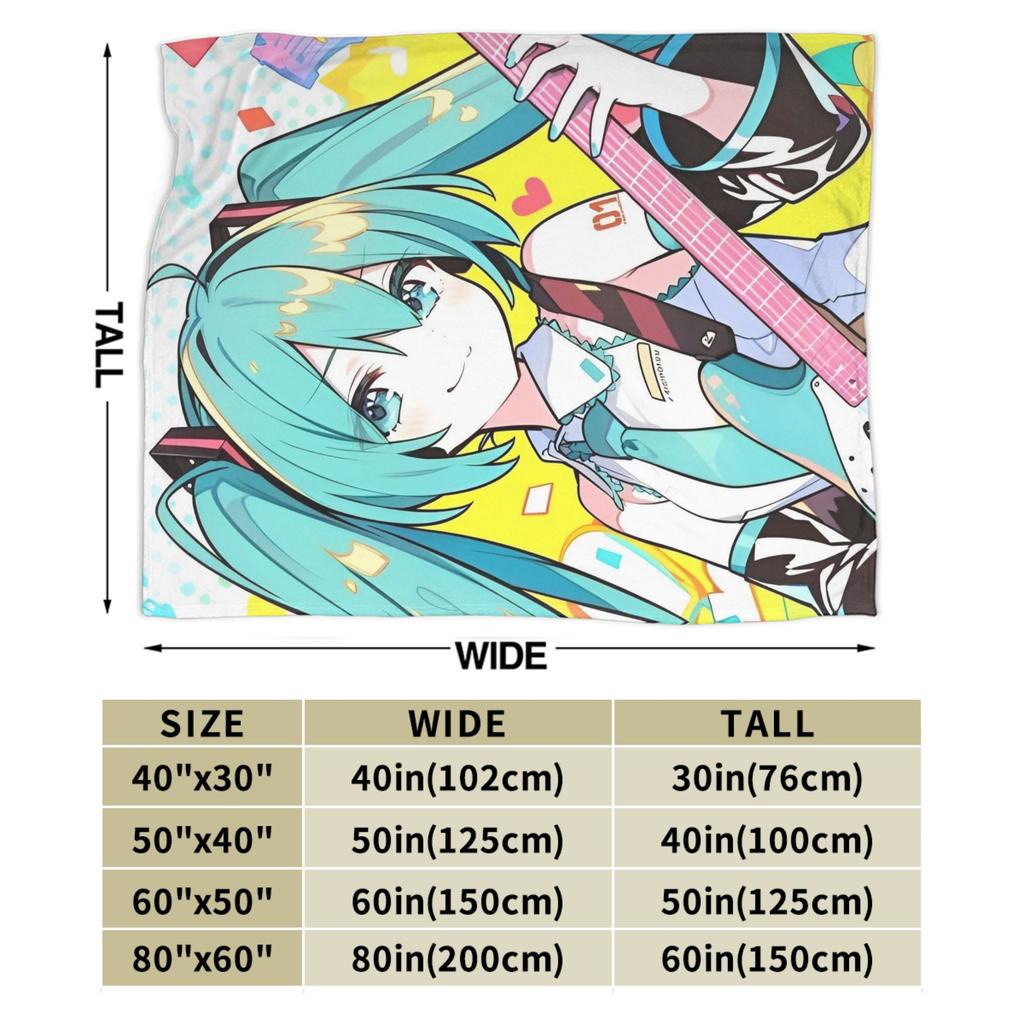 Cute Hatsunes Mikus Anime Style Plush Blanket Novelty Throw Blanket for Home 200x150cm Plush Thin Quilt,