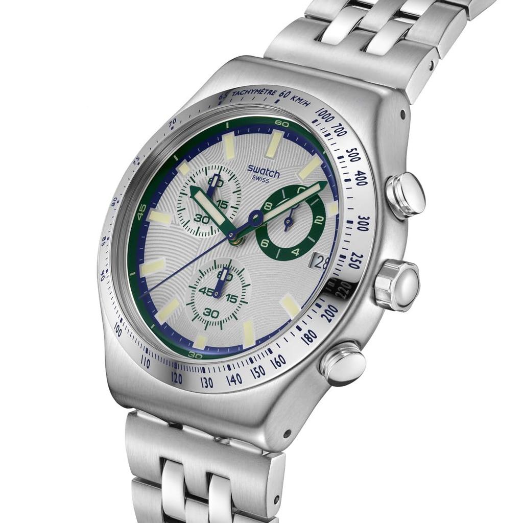 SWATCH Watch NEW IRONY CHRONO MIDNIGHT IN THE MIRROR YVS539G Unisex Adult Gray