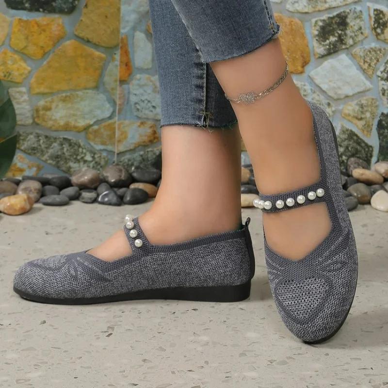 мода Женские балетки Сетчатые туфли с бусинами Модные повседневные туфли для ходьбы Новые — фото 7