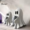 Decorative Resin Crafts Halloween Ghost Figurine with Drinks, Statue, Cute Spooky Desktop Seasonal Home Table Decorations Ornament for Party Tabletop