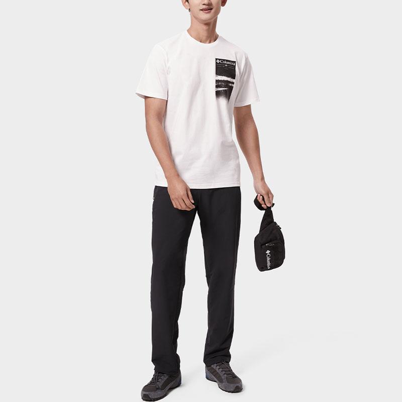Columbia Logo Print Breathable Comfortable Cotton Crew Neck Short Sleeve T-Shirt Men T-Shirts White AE2306-100