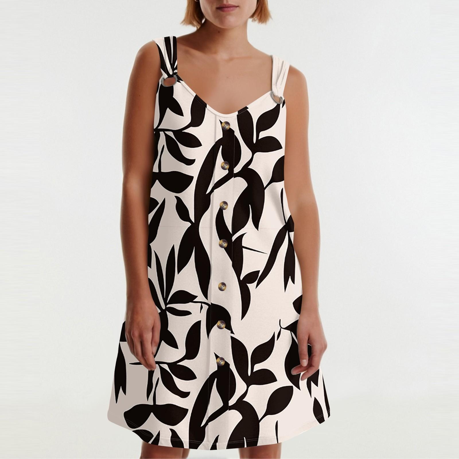 

Women s Summer Dress With Pocket Sleeveless Floral Print Sundress L бежевий