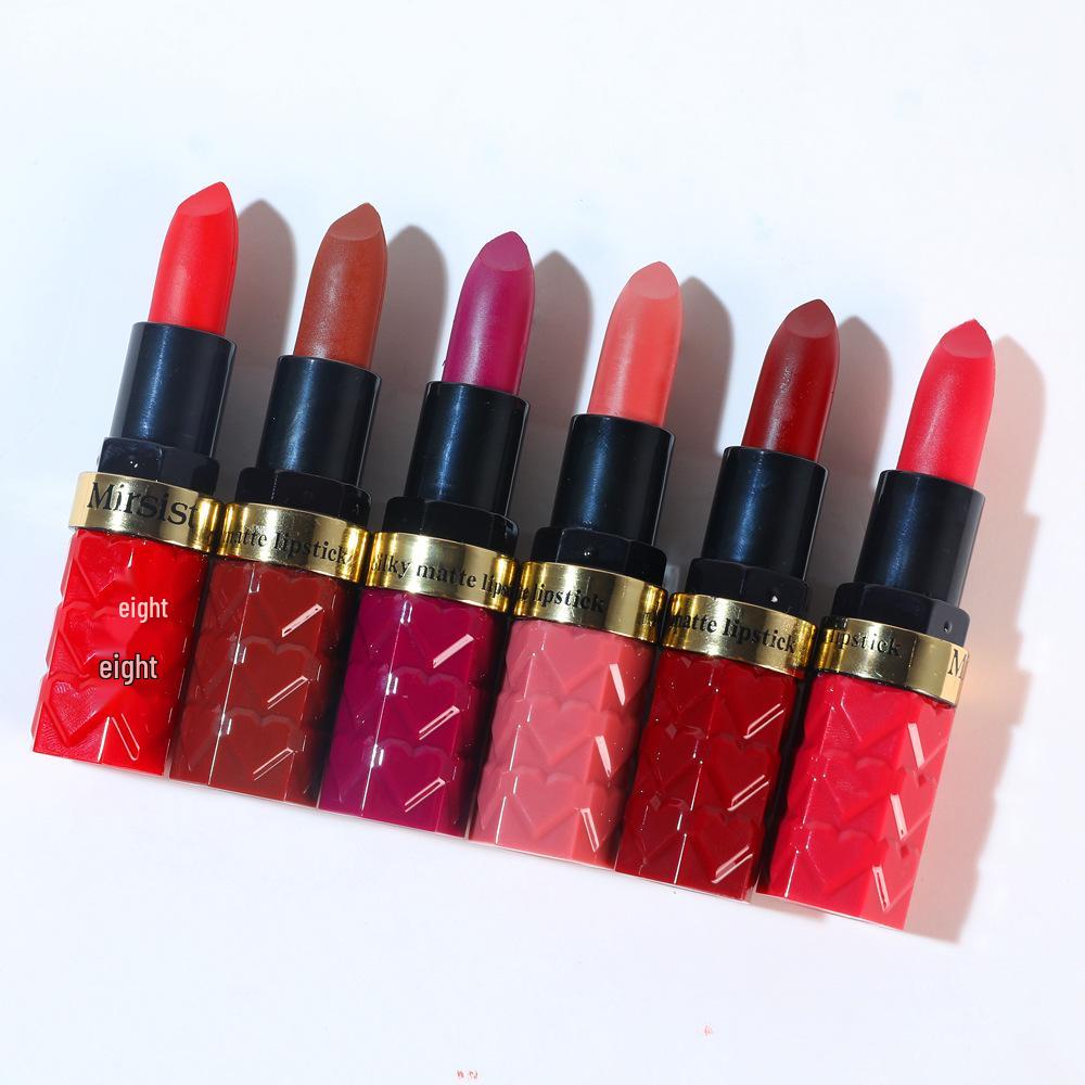 

Mirsist Six-Piece Matte Lipstick Set - Cross-Border Bean Paste & Pitaya Colors, Long-Lasting Formula