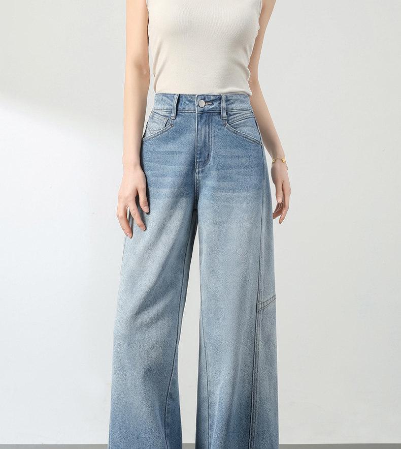 Light Blue High-Waisted Wide-Leg Jeans for Women, 2026, Slimming for Pear-Shaped Figures, Loose, Straight-Leg, Spring/Autumn Style