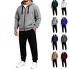 Men's Athletic Tracksuit Set with Full Zip Hoodie and Black Jogger Pants