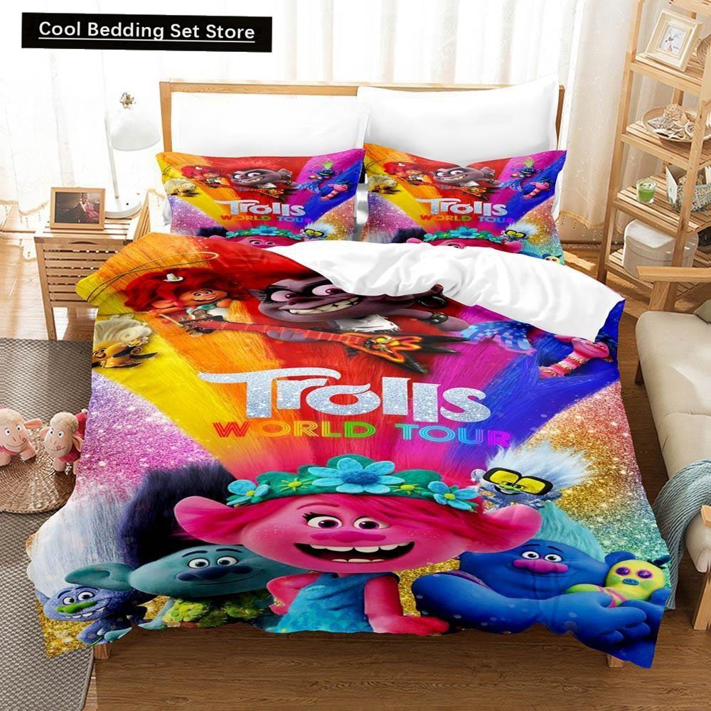 3D Print Cartoons Bed Sheet Set Trolls Bedding Set Single Twin Full Queen King Size Bed Set Adult Kid Bedroom Duvet cover Sets