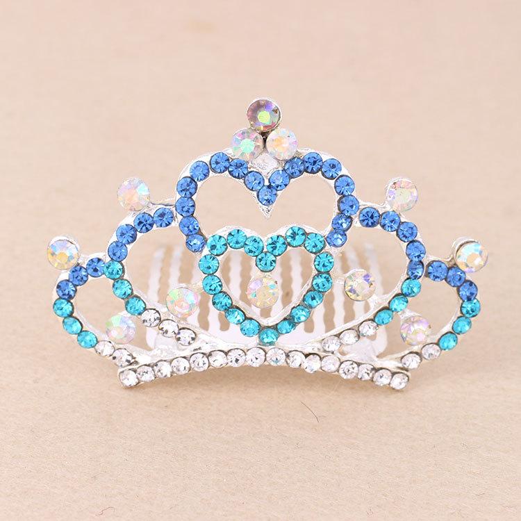 Korean-Style Rhinestone Kids' Crown Hair Comb - Cute Tiara Hair Clip for Girls, Sparkly Headpiece Perfect for Dance Performances