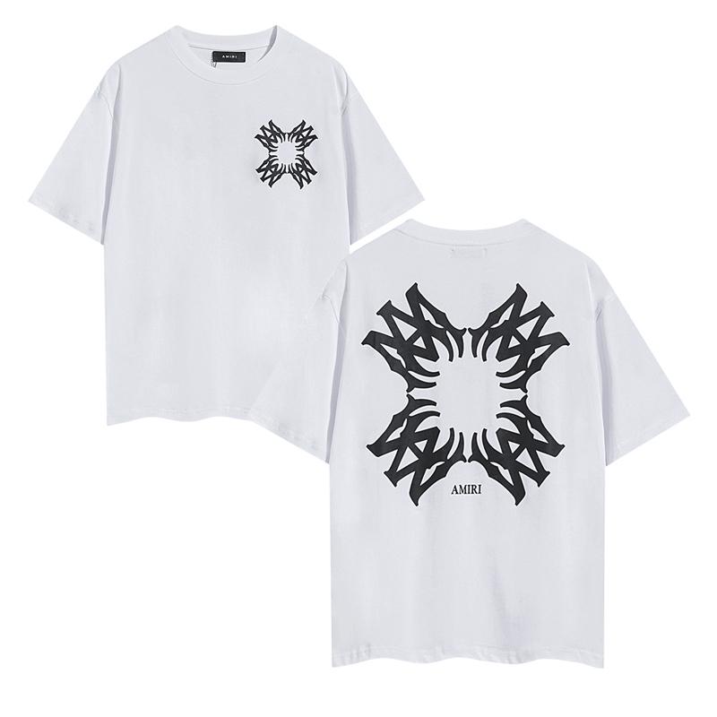 2065 Amiri 2025 Summer New Men's and Women's Loose High Quality Cotton Plus Size T-shirt Couple T-Shirt Logo Printing