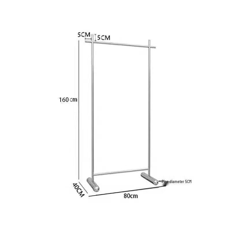 Clothing Store Display Rack: Stainless Steel Minimalist Floor-Standing Rack for Men's, Women's, and Children's Apparel.