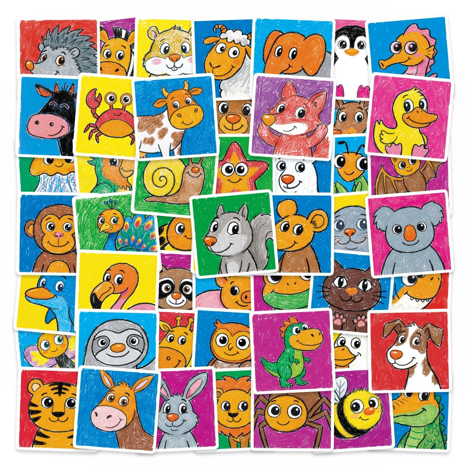 

50 Animal Stickers Creative Cute Cartoon Crayon Drawing Small Animal Hand Account Material Decorative Sticker