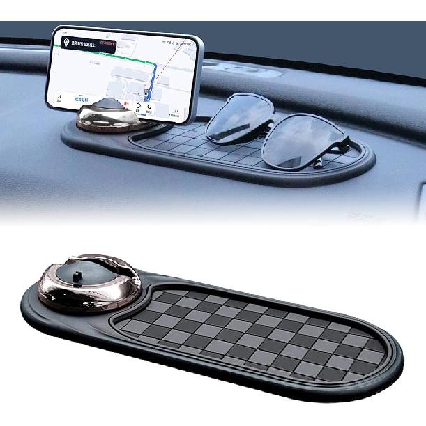 Universal Anti-Slip Car Dashboard Mat With 360° Rotating Phone Holder – Multi-Functional Organizer Pad For Phones, Sunglasses, Keys, And Daily