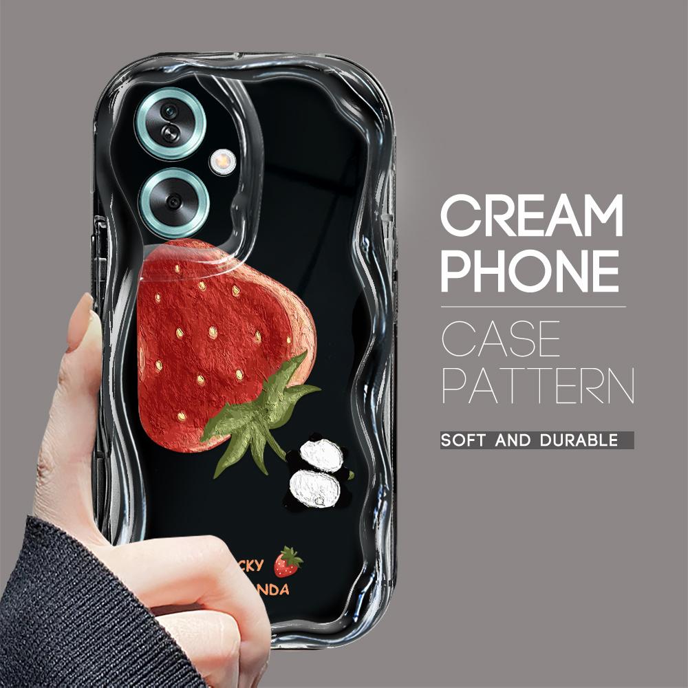 Cute Cartoon Pattern Cream Texture Casing Wavy Edge Soft Silicone Cover Phone Case for OPPO Reno Realme