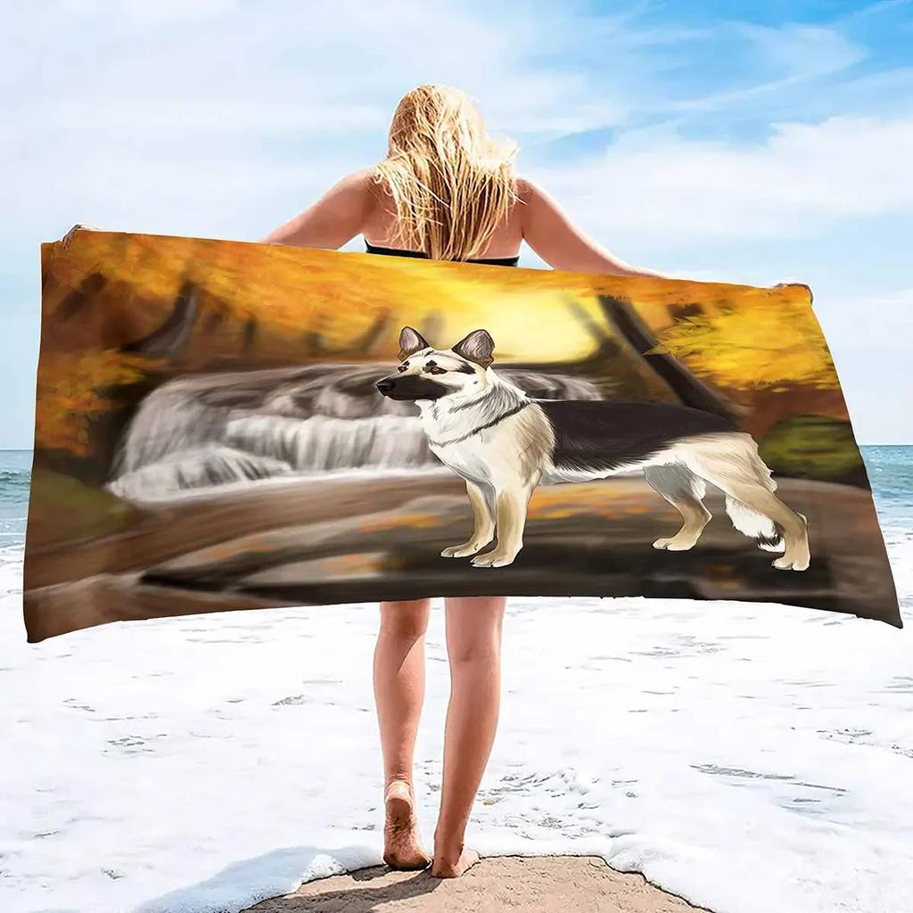 Microfiber Dog Print Beach Towel Blanket,Super Soft Plush Sand Proof Swimming Bath Pool Towel for Travel Camping Yoga Sport