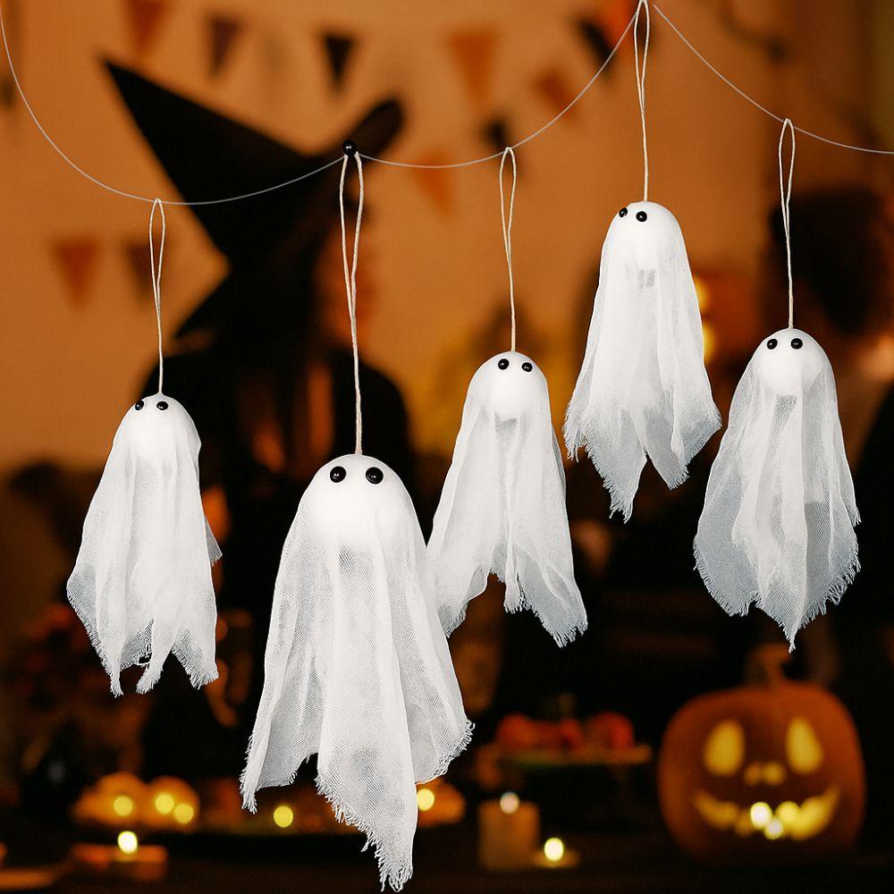 10pcs White Spooky Ghost Decor DIY Flying Ghost Pendant Ghost Hanging Ornament Ghost Festival Decor