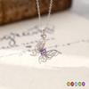 Natürlicher Kristallstein Schmetterling Anhänger S925 Sterling Silber Nicht verblassende Halskette Premium Granat Topas Schlüsselbein Kette
