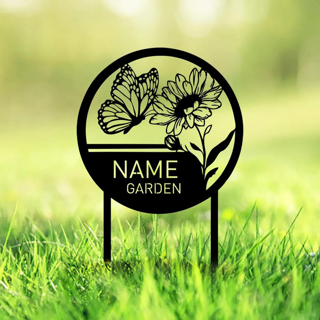 Metallschild Garten Dekoration Personalisierter Gänseblümchen Blumen Namensschild Veranda Geschenk für Mama Oma