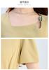 26 Year New Summer Pleated Waist Slimming and Slimming Mid Length Skirt Versatile and Elegant Slit Short Sleeved Skirt Dress