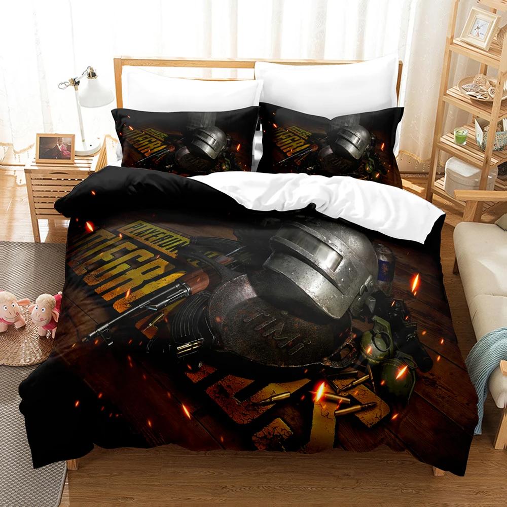 3D Print Game Battlegrounds PUBG 2_3pcsBedding Set Boys Girls Twin Queen Size Duvet Cover Pillowcase Bed Kids Adult Home Textile