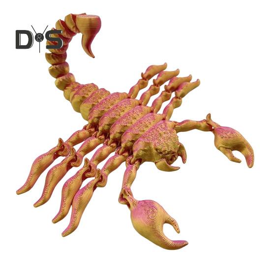 

3D-печатная фигурка скорпиона, подвижные суставы, красочная фигурка скорпиона, шарнирная модель животного, игрушка-фиджет, украшение для рабочего стола, орнамент M оранжевый