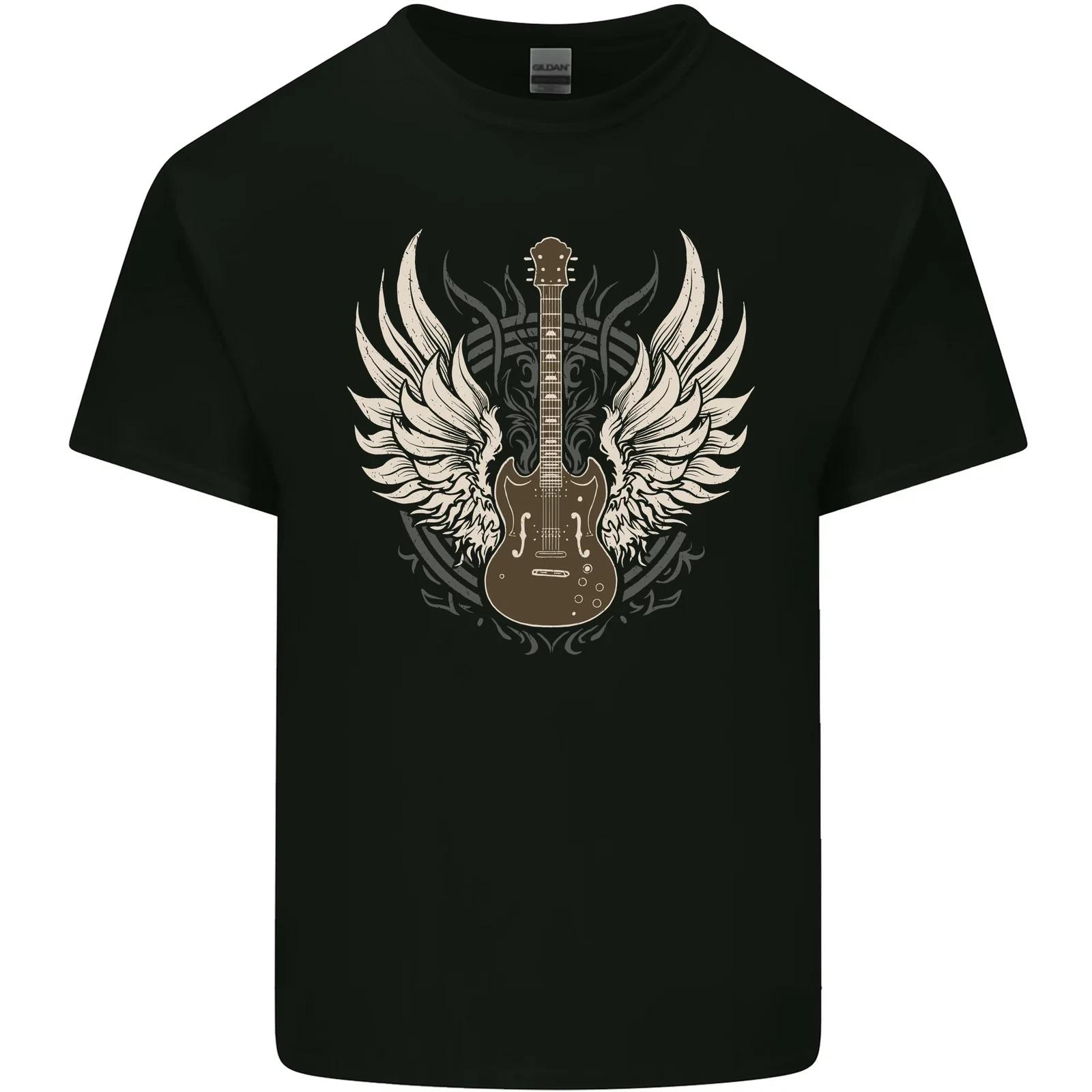 Electric Guitar Wings Rock n Roll Music Punk Kids T-Shirt Childrens 2XL