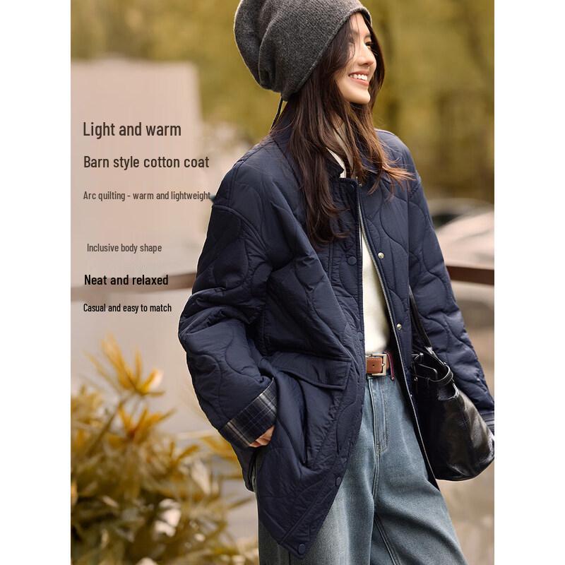 XWI Women s Retro Plaid Patchwork Padded Mid-Length Coat XL