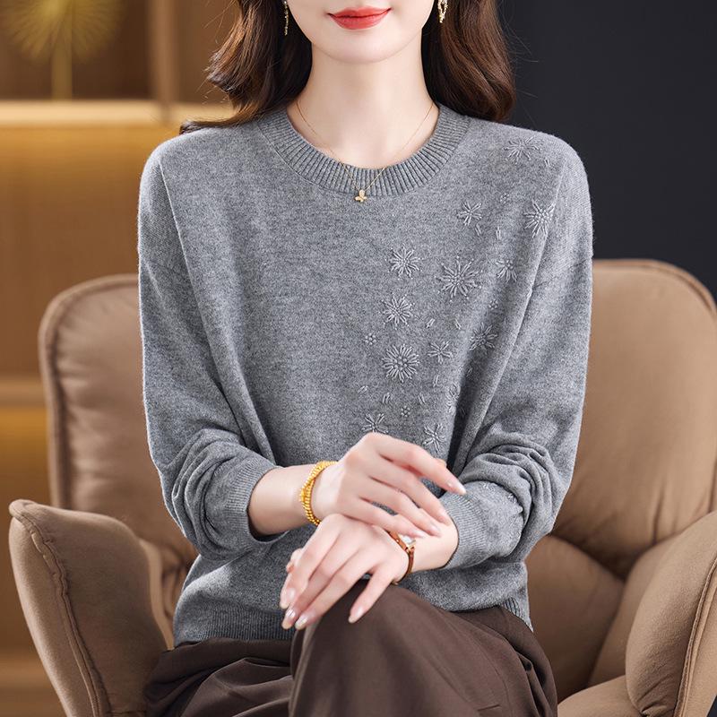 

Wool Knitwear Casual Pullover Sweater for Middle-aged and Elderly Women - Autumn/Winter Fashion 120 (120-140 kg) сірий колір