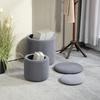 Set of Two Corduroy Storage Ottomans - Grey